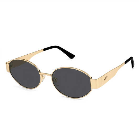 Luxury Oval Sunglasses for Women and Men, Trendy Metal Frame Designer Shades, UV400 Protective Eyewear for Driving, Travel, Outdoor Activities and Daily Wear